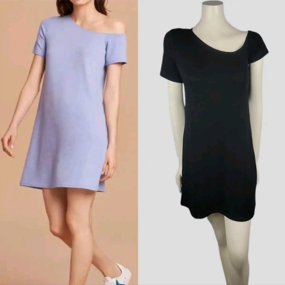 🌞ARITZIA Wilfred Free Cynda Shirt Dress Black Asymmetrical Shoulder Mini XS
